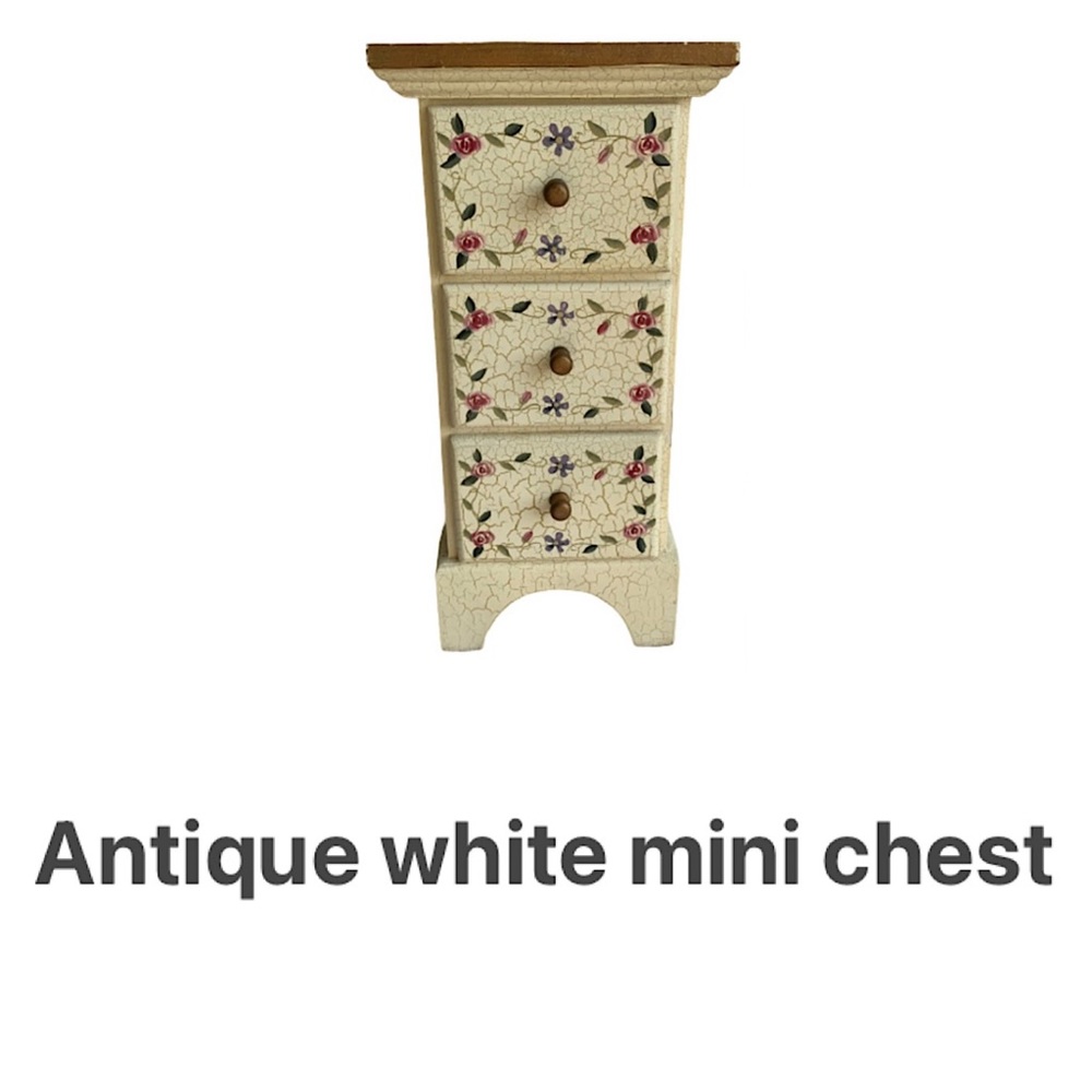 Antique white mini chest